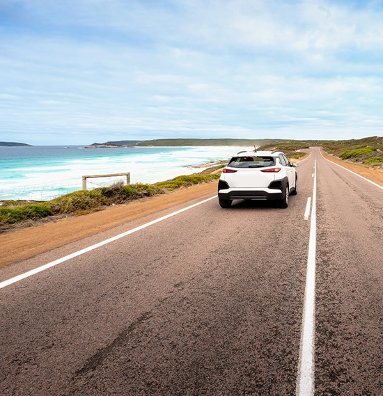 Car driving in Great Ocean Road in Victoria, Australia